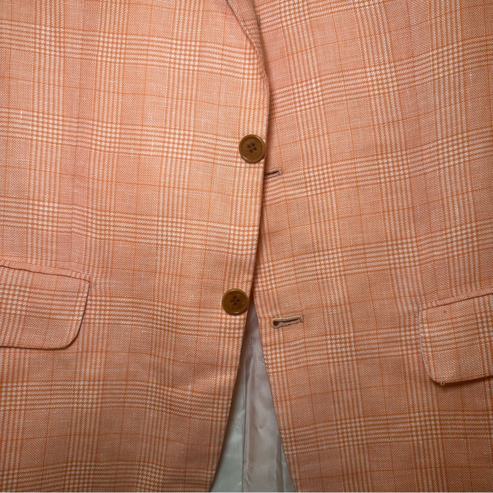 Kiton Napoli U818697 Orange Plaid Linen Cashmere Blazer Sport Coat EU 52/ US 42R - Picture 8 of 16